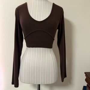 Garage Fitted Raglan Long Sleeve Bodysuit in Cream and White